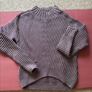 Lucky Brand Pink Turtleneck Sweater with Ribbed Knit and Relaxed Fit